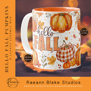 2 Couleurs Tasse en céramique "Bonjour Automne" Citrouilles e