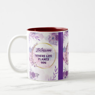 2 Couleurs Tasse en céramique florale inspirante | Tasse à th