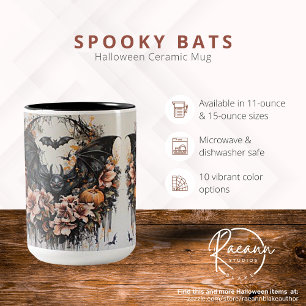 2 Couleurs Tasse en céramique Halloween Chauves-souris effray