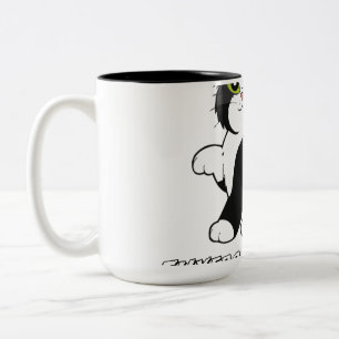 2 Couleurs Tasse en ligne d'art minimaliste Chat Noir