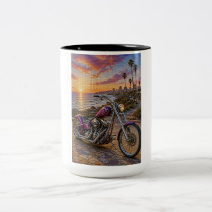 2 Couleurs Tasse en mosaïque de chopper sur route cramoisie A