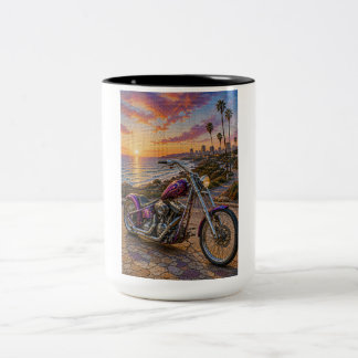 2 Couleurs Tasse en mosaïque de chopper sur route cramoisie A