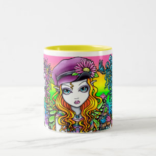 2 Couleurs Tasse ensoleillée de fées d'arc-en-ciel de crist