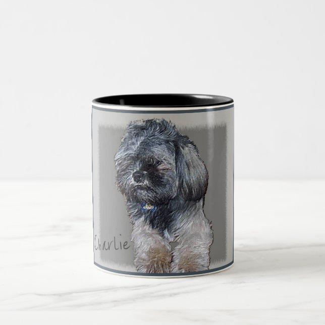 2 Couleurs Tasse faite sur commande de portrait d'animal (Centre)
