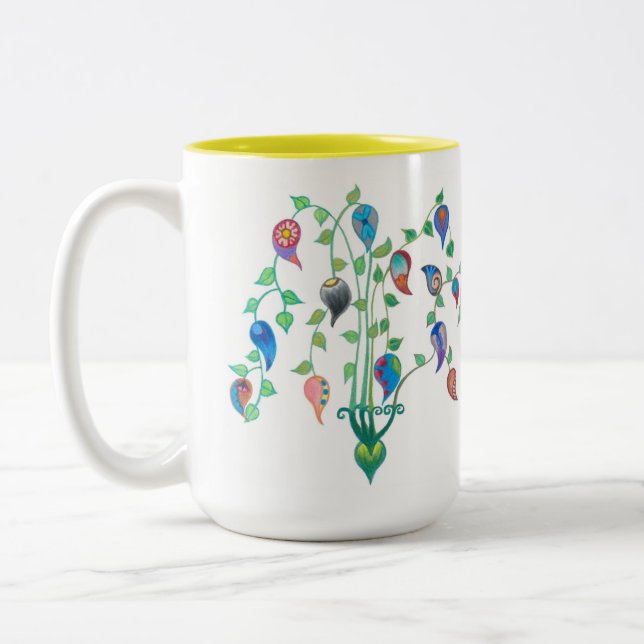 2 Couleurs Tasse fantaisie de vignes (Gauche)