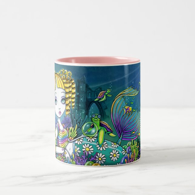 2 Couleurs Tasse féerique d'art de sirène d'arc-en-ciel (Centre)