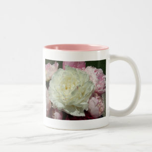 2 Couleurs Tasse florale de pivoines roses de pivoine
