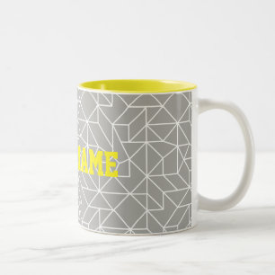 2 Couleurs Tasse géométrique grise et jaune personnalisée
