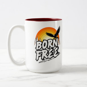 2 Couleurs Tasse Graphique Aigle Né Libre