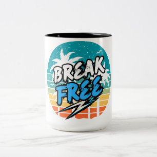 2 Couleurs Tasse Graphique Rétro « Libérez-Vous »