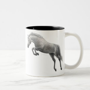 2 Couleurs Tasse grise sautante de cheval