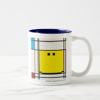 2 Couleurs tasse heureuse mondrian de visage