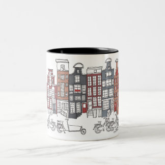 2 Couleurs Tasse illustrée d'Amsterdam et de vélos