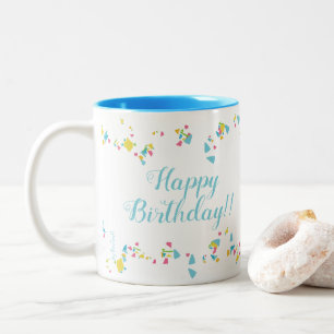 2 Couleurs Tasse Joyeux Anniversaire Confettis de Fête