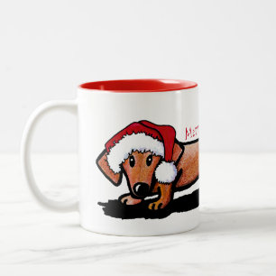 2 Couleurs Tasse KiniArt Little Red Doxie Noël