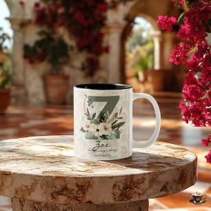 2 Couleurs Tasse lettre Z florale boho avec nom personnalisé