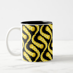 2 Couleurs Tasse - Lignes courbes de sphères jaunes
