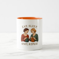 Tasse - Manger, Dormir, Tricoter, Recommencer