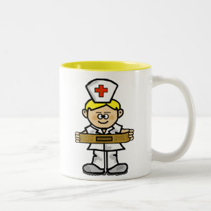 2 Couleurs Tasse masculine blonde d'infirmière à customiser