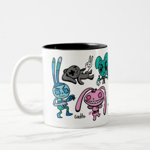 2 Couleurs Tasse mauvaise de lapins