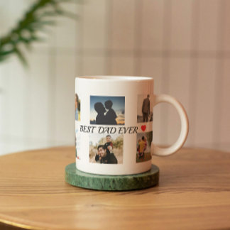 2 Couleurs Tasse Meilleur Papa avec 8 Photos Personnalisées