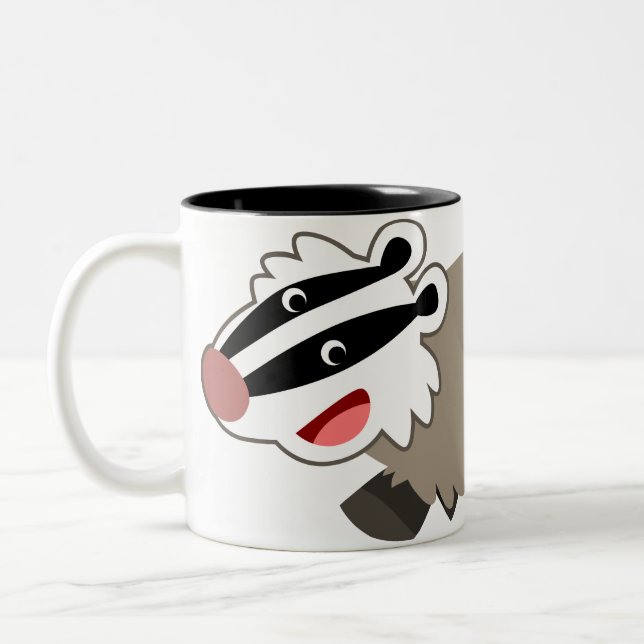 2 Couleurs Tasse mignonne de blaireau de bande dessinée (Gauche)