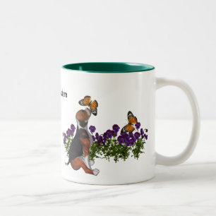 2 Couleurs Tasse mignonne de chien de pensées de papillons de
