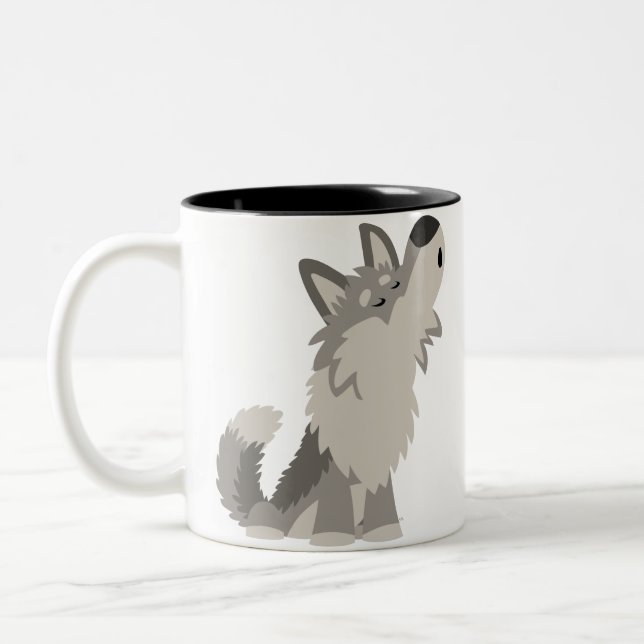 2 Couleurs Tasse mignonne de loup de bande dessinée (Gauche)