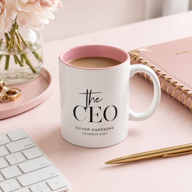 2 Couleurs Tasse moderne minimale pour PDG | Tasse personnali (Créateur téléchargé)