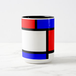 2 Couleurs Tasse moderne style Mondrian