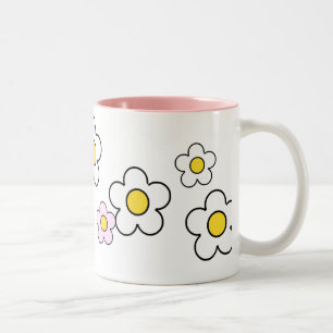 2 Couleurs tasse N°2 simple de fleurs des années 70