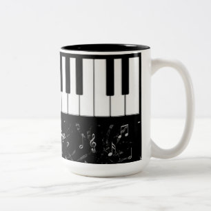2 Couleurs Tasse noire et blanche de musique de piano