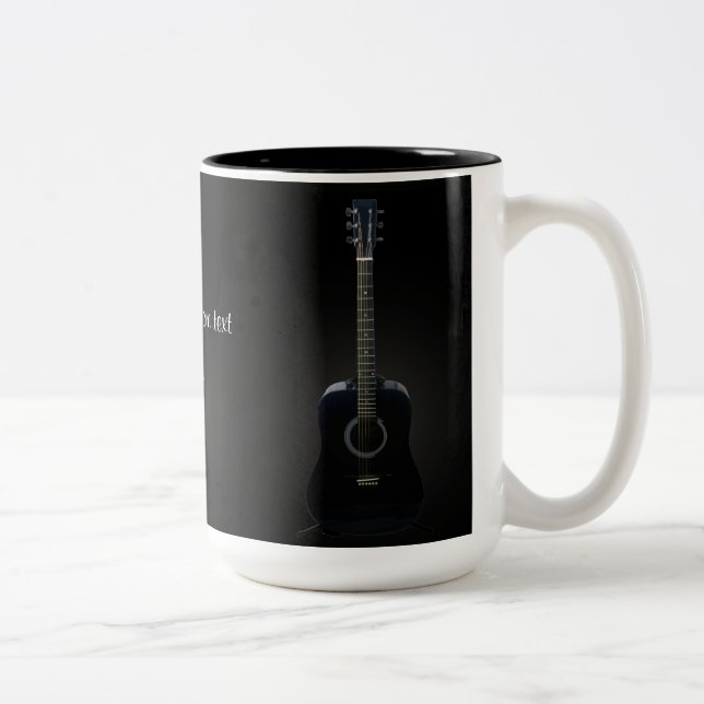 2 Couleurs Tasse noire personnalisée de musique de guitare (Droit)