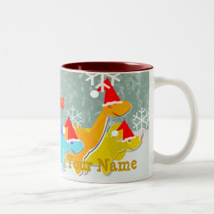 2 Couleurs Tasse nommée de dinosaures de Joyeux Noël
