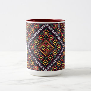 2 Couleurs Tasse orange des soleils de broderie de Vyshyvanka