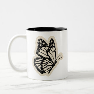 2 Couleurs Tasse Papillon Vintage | Cafard Botanique Noir Cof