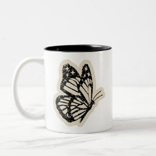 2 Couleurs Tasse Papillon Vintage Insecte Botanique Noir Co