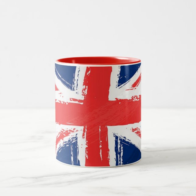 2 Couleurs Tasse peinte d'Union Jack (Centre)