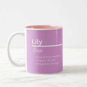 2 Couleurs Tasse personnalisée avec définition du prénom Lily