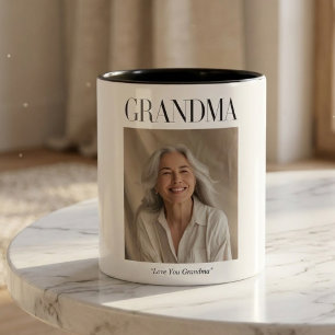 2 Couleurs Tasse personnalisée avec photo de grand-mère Je