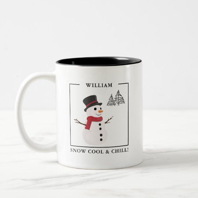 2 Couleurs Tasse personnalisée Bonhomme de neige Snow Cool &  (Gauche)