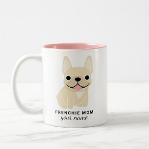 2 Couleurs Tasse personnalisée Bouledogue français nom & phra