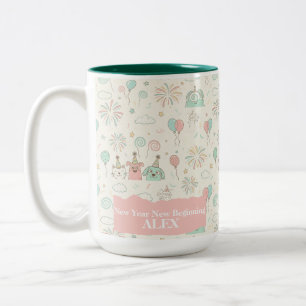 2 Couleurs Tasse personnalisée Nouvelle Année Nouvels Débuts