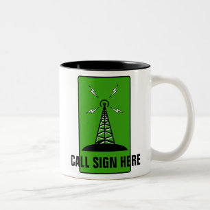 2 Couleurs Tasse personnalisée par radio amateur d'indicatif