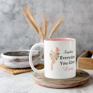 2 Couleurs Tasse personnalisée pour maman avec fleurs 'Tous l