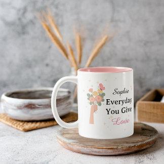 2 Couleurs Tasse personnalisée pour maman avec fleurs 'Tous l