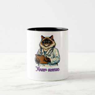 2 Couleurs Tasse personnalisée pour vétérinaire de chat Ragdo