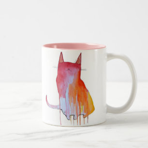 2 Couleurs Tasse Pierre de Kitty d'aquarelle