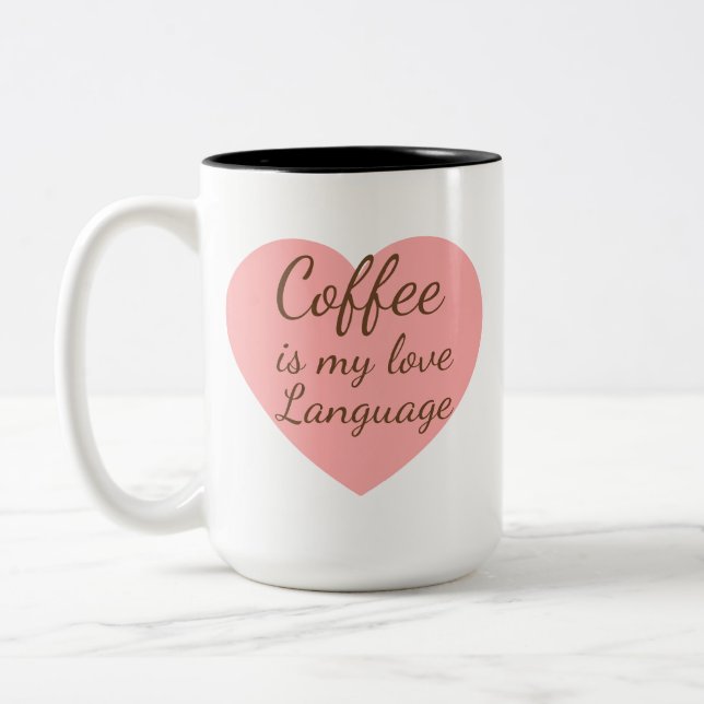 2 Couleurs Tasse Pink Heart Coffee Love Language (Gauche)