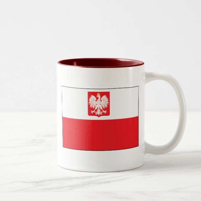 2 Couleurs Tasse polonaise de drapeau de faucon (Droit)